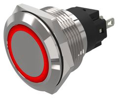 EAO 82-6151.0114 LED Panel Mount Indicator, Red, 24 V, 22 mm, 10 mA, IP65, IP67