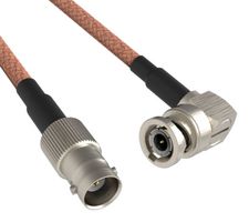 AMPHENOL RF 095-850-252-018 RF / Coaxial Cable Assembly, 18 ", 457 mm, RG142, BNC Right Angle Plug, BNC Jack, 50 ohm
