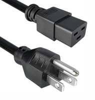 QUALTEK ELECTRONICS 225003-01 Mains Power Cord, NEMA 5-15P to IEC 60320 C19, 2.5 m, 15 A, 125 V, Black