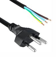 QUALTEK ELECTRONICS 377003-E01 Mains Power Cord, SEV 1011 Plug to Free End, 2.5 m, 10 A, 250 V, Black