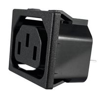QUALTEK ELECTRONICS 716W-X2/02 IEC Power Connector, IEC C13 Outlet, 15 A, 250 VAC, Quick Connect, Snap-In, Flange Mount