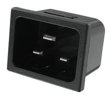 QUALTEK ELECTRONICS 745W-15/08 IEC Power Connector, IEC C20 Inlet, 20 A, 250 VAC, Quick Connect, Snap-In, Flange Mount