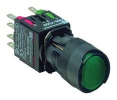 SCHNEIDER ELECTRIC XB6AW3B5B Industrial Pushbutton Switch, Harmony XB6 Series, 16 mm, SPST-NO, SPST-NC, Momentary, Round