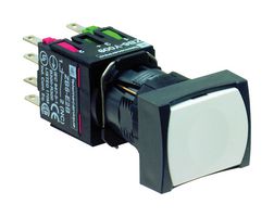 SCHNEIDER ELECTRIC XB6DA15B Industrial Pushbutton Switch, Harmony XB6 Series, 16 mm, SPST-NO, SPST-NC, Momentary, Rectangular
