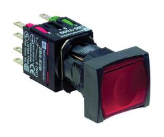 SCHNEIDER ELECTRIC XB6DW4B5B Industrial Pushbutton Switch, Harmony XB6 Series, 16 mm, SPST-NO, SPST-NC, Momentary, Rectangular