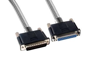 L-COM CSMT25MF-15 Computer Cable, Metal Armored, Shielded, D Sub 25 Position Plug, D Sub 25 Position Receptacle