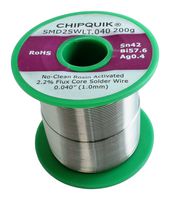 CHIP QUIK SMD2SWLT.040 200G Solder Wire, No Clean and Rosin Flux, Lead Free, 0.04" Dia, 138 °C, 42, 57.6, 0.4 Sn, Bi, Ag, 7 oz