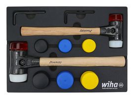 WIHA 83270 Mallet Tray Set, Split Head, Hickory, 16 Piece