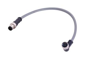 HARTING 21355154564060 Sensor Cable, A-Code, Gray, M12 Plug, 90° M12 Receptacle, 5 Positions, 6 m, 19.7 ft