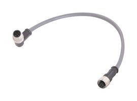 HARTING 21355352564060 Sensor Cable, A-Code, Gray, 90° M12 Plug, M12 Receptacle, 5 Positions, 6 m, 19.7 ft