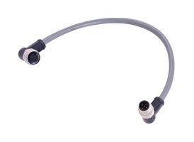 HARTING 21355354564025 Sensor Cable, A-Code, Gray, 90° M12 Plug, 90° M12 Receptacle, 5 Positions, 2.5 m, 8.2 ft