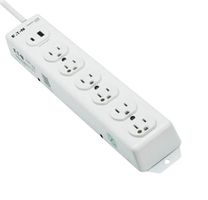 EATON TRIPP LITE PS-615-HGUSB Extension Lead, Medical Grade, 6 Outlets, NEMA 5-15R-HG, 15 A, 120 V, NEMA 5-15P-HG, 15 ft