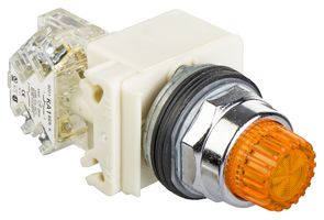 SCHNEIDER ELECTRIC 9001K2L35LYAH13 Industrial Pushbutton Switch, Harmony 9001K Series, 30 mm, SPDT, Momentary, Round Raised, Amber