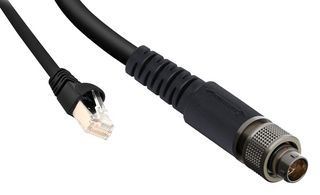 ODU-USA CC10WAM084IYL003000 Ethernet Cable, Overmolding, 27 AWG, Cat6a, Circular Plug to RJ45 Plug, Black, 3 m, 9.84 ft