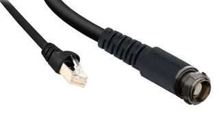 ODU-USA CG60WAM084IYK001000 Ethernet Cable, Overmolding, 27 AWG, Cat6a, Circular Receptacle to RJ45 Plug, Black, 1 m, 3.3 ft