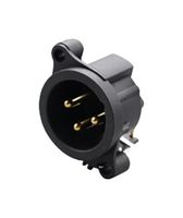 REAN RRX3M-AA-021-0 XLR Connector, Horizontal, 3 Contacts, Plug, Panel PCB Mount, Gold Plated Contacts