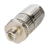 HARTING 21129991510 Sensor Connector, M12, Male, 5 Positions, Push In Pin, Straight Cable Mount