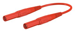 STAUBLI 66.9014-15022 Banana Test Lead, 4mm Banana Plug, Shrouded, 4mm Banana Plug, Shrouded, 5 ft, 1.5 m, Red, 19 A