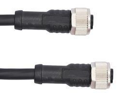 AMPHENOL LTW M12A05FL-12AFL-SD002 Sensor Cable, A Code, Black, M12 Receptacle, M12 Receptacle, 5 Positions, 2 m, 6.5 ft, M Series
