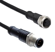 AMPHENOL LTW M12A12ML-12AFL-SB001 Sensor Cable, M12 Plug, M12 Receptacle, 12 Positions, 1 m, 3.3 ft, M Series
