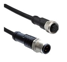 AMPHENOL LTW M12A12ML-12AFL-SDA05 Sensor Cable, A Code, M12 Sensor Straight Plug, M12 Sensor Straight Receptacle, 12 Positions
