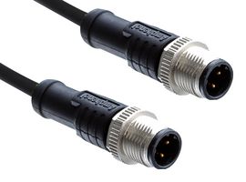 AMPHENOL LTW M12D04ML-12DML-SD002 Sensor Cable, M12 Plug, M12 Plug, 4 Positions, 2 m, 6.5 ft, M Series