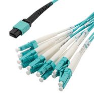 L-COM MPF12OM3-20LCR-10 Fiber Optic Cable, Multimode, OM3, 12 Fibers, 50µm / 125µm, 32.8 ft