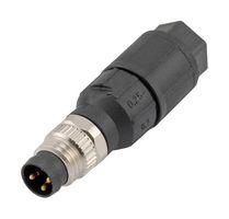 L-COM M8FTQ3M Sensor Connector, M8, Male, 3 Positions, IDC / IDT Pin, Straight Cable Mount