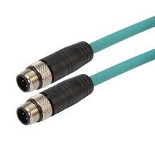 L-COM TRG501-T4T-3M Sensor Cable, D Coded, M12 Plug, M12 Plug, 4 Positions, 3 m, 9.8 ft, TRG501-T4T Series