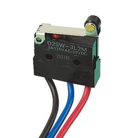 OMRON ELECTRONIC COMPONENTS D2SW01L2MS Microswitch, Subminiature, Hinge Roller Lever, SPDT, Wire Leaded, 100 mA, 30 V