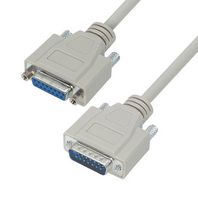 L-COM CSMN15MF-1 Computer Cable, D Sub 15 Position Plug, D Sub 15 Position Receptacle, 1 ft, 304.8 mm, Light Gray