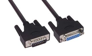 L-COM CSMUZ15MF-125 Computer Cable, D Sub 15 Position Plug, D Sub 15 Position Receptacle, 125 ft, 38.1 m, Black