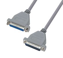 L-COM CSM25MF-1 Computer Cable, D Sub 25 Position Plug, D Sub 25 Position Receptacle, 1 ft, 304.8 mm, Gray