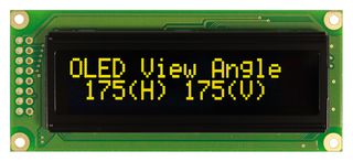 VISHAY O100H016CLPP5N0000 Graphic OLED, 100 x 16 Pixels, Yellow on Black, 5V, Parallel, SPI, 85mm x 36mm, -40 °C