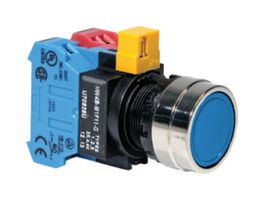 IDEC HW4B-M1P02S Industrial Pushbutton Switch, HW Series, 22 mm, DPST-NC, Momentary, Round Flush, Blue