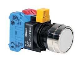 IDEC HW4B-M1P02W Industrial Pushbutton Switch, HW Series, 22 mm, DPST-NC, Momentary, Round Flush, White