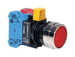 IDEC HW4B-M1P02R Industrial Pushbutton Switch, HW Series, 22 mm, DPST-NC, Momentary, Round Flush, Red