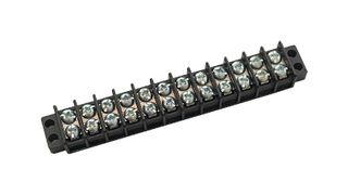 IDEAL 89-312 Panel Mount Barrier Terminal Block, 2 Row, 12 Positions, 22 AWG, 14 AWG, 9.52 mm, 30 A