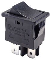 E-SWITCH RA811C1100 Rocker Switch, IP54, Off-On, SPST, Non Illuminated, Panel, Snap-In, Black, RA8 Series