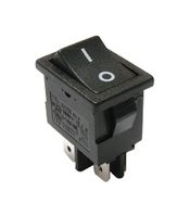 E-SWITCH RA81231121 Rocker Switch, IP54, Off-On, DPST, Non Illuminated, Panel, Snap-In, Black, RA8 Series