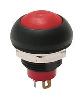 E-SWITCH RP8100B1M1CEBLKBLKRED Industrial Pushbutton Switch, RP8100 Series, 13.6 mm, SPST-NO-DM, Off-(On), Round, Black
