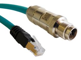 STEWART CONNECTOR BM-MARM030M Sensor Cable, X-Code, M12 Plug, RJ45 Plug, 8 Positions, 3 m, 9.8 ft, BM Series