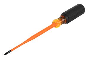 KLEIN TOOLS 6956INS Screwdriver, Slim-Tip, Insulated, Philips, 1000 V, #1 Tip, 6" Blade, 10.31" OAL