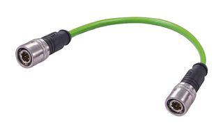 HARTING 21404040446075 Sensor Cable, D-Code, Green, M12 Plug, M12 Plug, 4 Positions, 7.5 m, 24.6 ft
