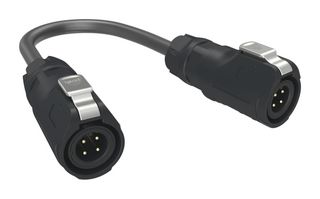 AMPHENOL COMMUNICATIONS SOLUTIONS MRDAP04CBPA00 Circular Cable Assembly, IP67, Circular Plug to Circular Plug, 4 Positions, 3.3 ft, 1 m, Black