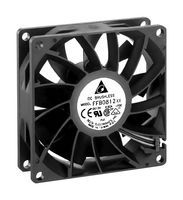 DELTA ELECTRONICS FFB0812XHXHC DC Axial Fan, 12 V, Square, 80 mm, 25.4 mm, Ball Bearing, 92.69 CFM