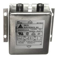 DELTA ELECTRONICS 20DRGG5 Power Line Filter, General Purpose, 250 VAC, 20 A, 2 Stage, Chassis Mount