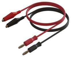 CAL TEST ELECTRONICS CT3416 Test Lead Set, 4mm Banana Plug, Alligator Clip, 5 A, Black, Red, 1 m