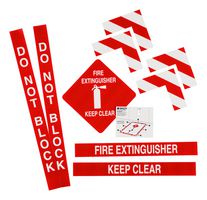 BRADY 178546 Floor Marking Kit, Fire Extinguisher, Keep Clear, Do Not Block, Vinyl, Red / White, Size 30" x 36"