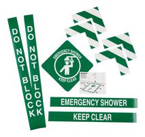 BRADY 178548 Floor Marking Kit, Emergency Shower, Keep Clear, Vinyl, Green / White, Assembled Size 30" x 36"